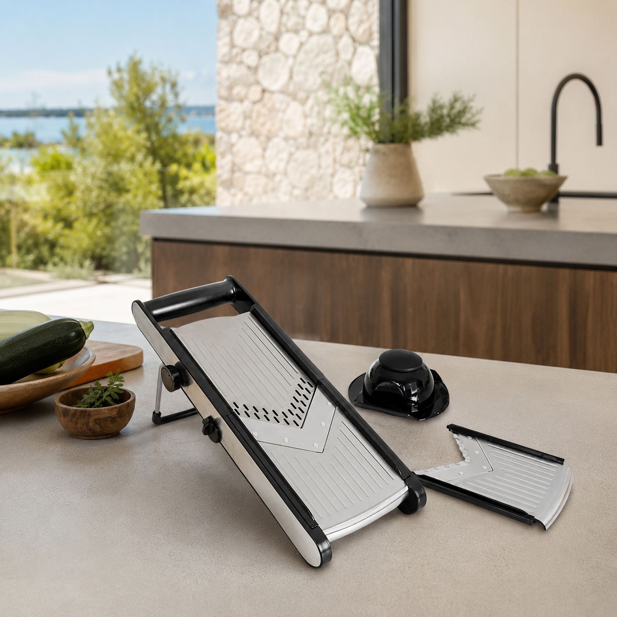Mandoline sur pied en acier inoxydable
