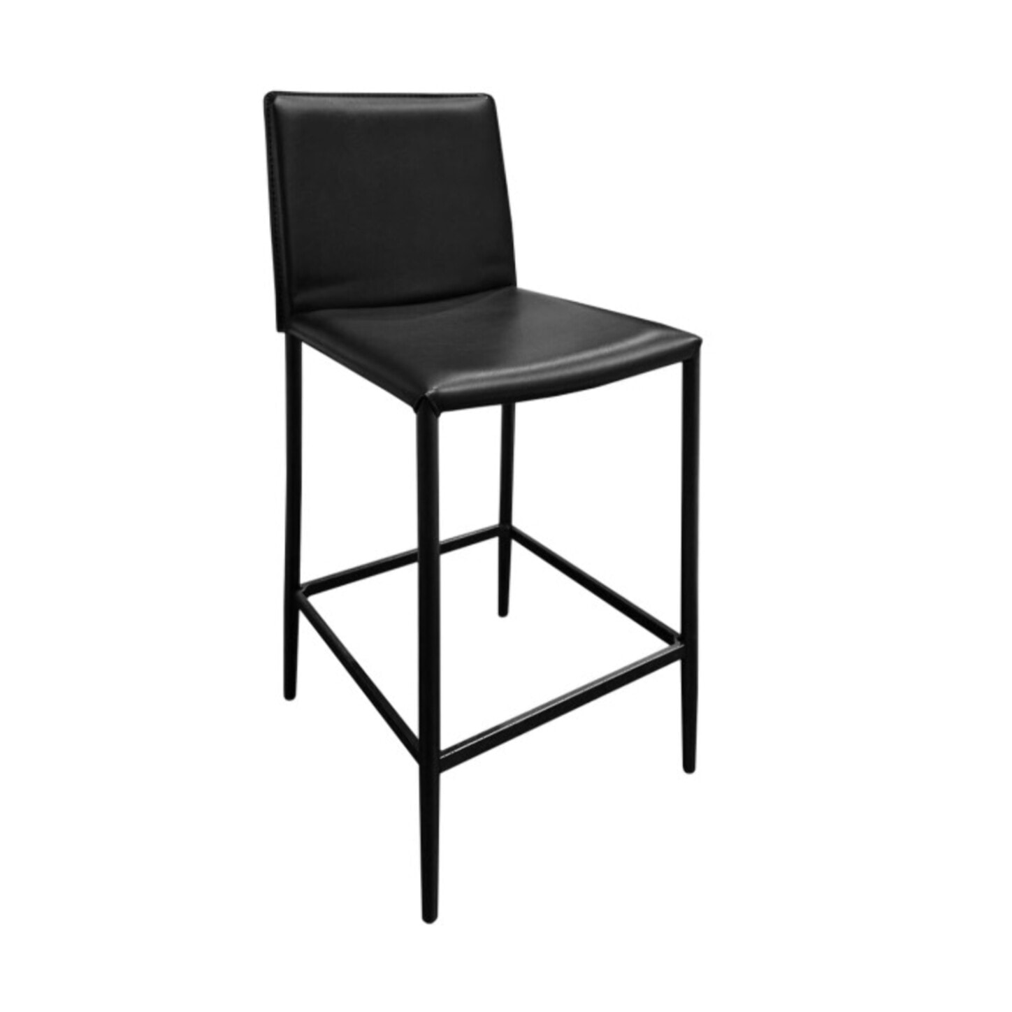 Chaise de bar avec dossier en simili & piétement en métal - SANDY