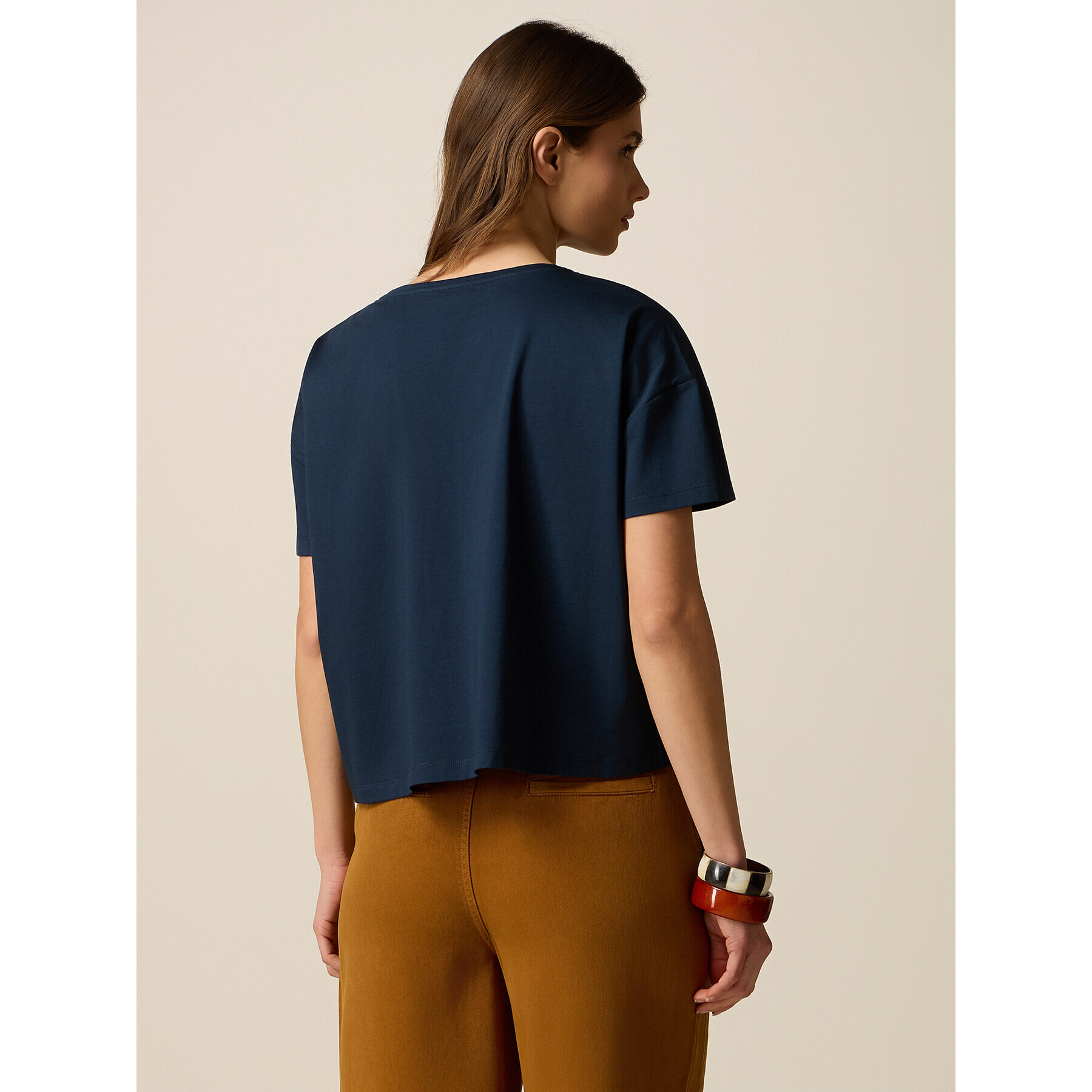 Oltre - T-shirt con applicazioni floreali - Blu