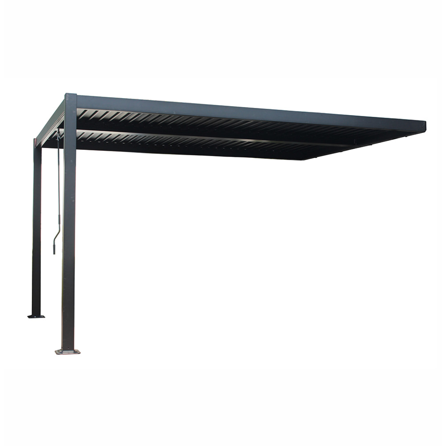 Pergola bioclimatique 4x3m adossée en aluminium noir PANAGIA