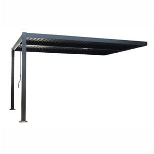 Pergola bioclimatique 4x3m adossée en aluminium noir PANAGIA