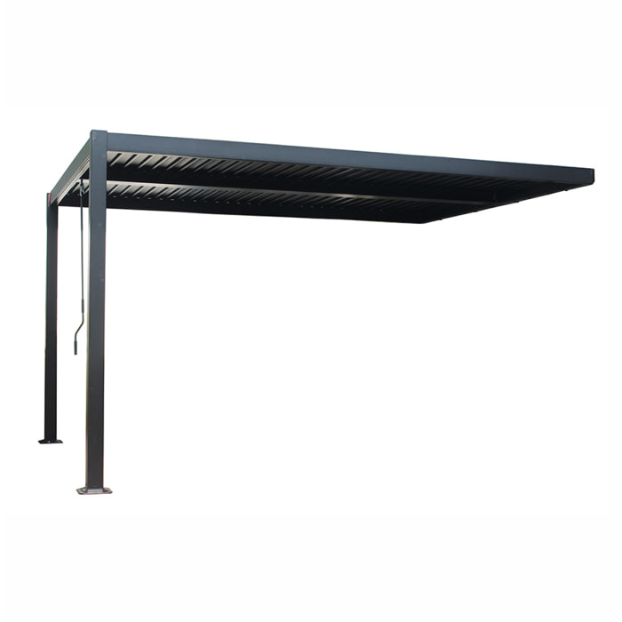 Pergola bioclimatique 4x3m adossée en aluminium noir PANAGIA