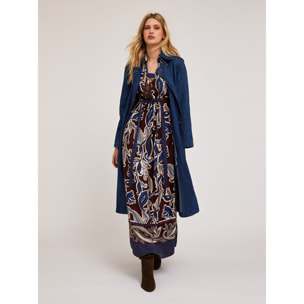 Motivi - Vestido largo de viscosa con estampado fular - Azul