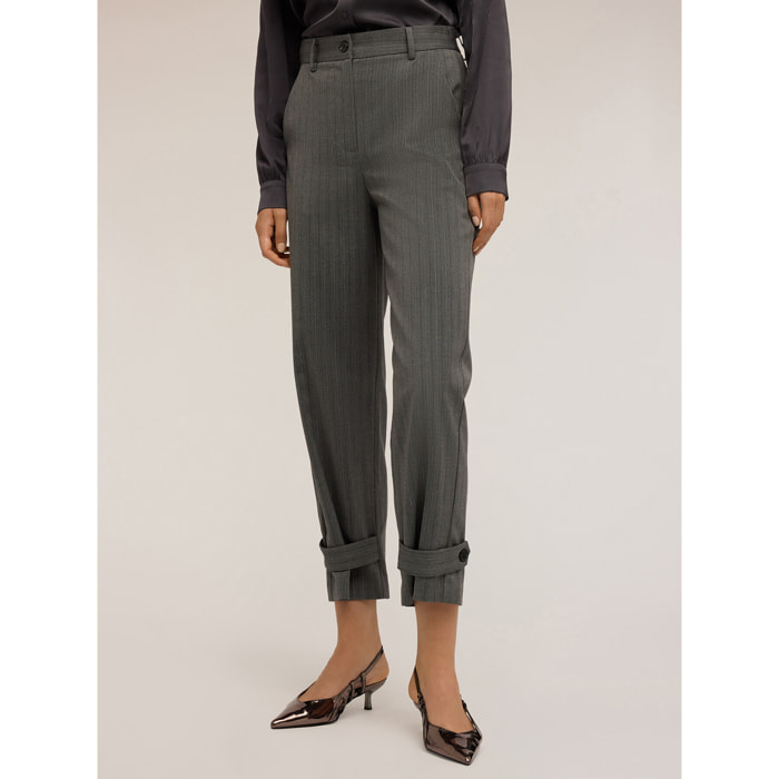 Motivi - Pantalones de lurex con cinturón - Gris