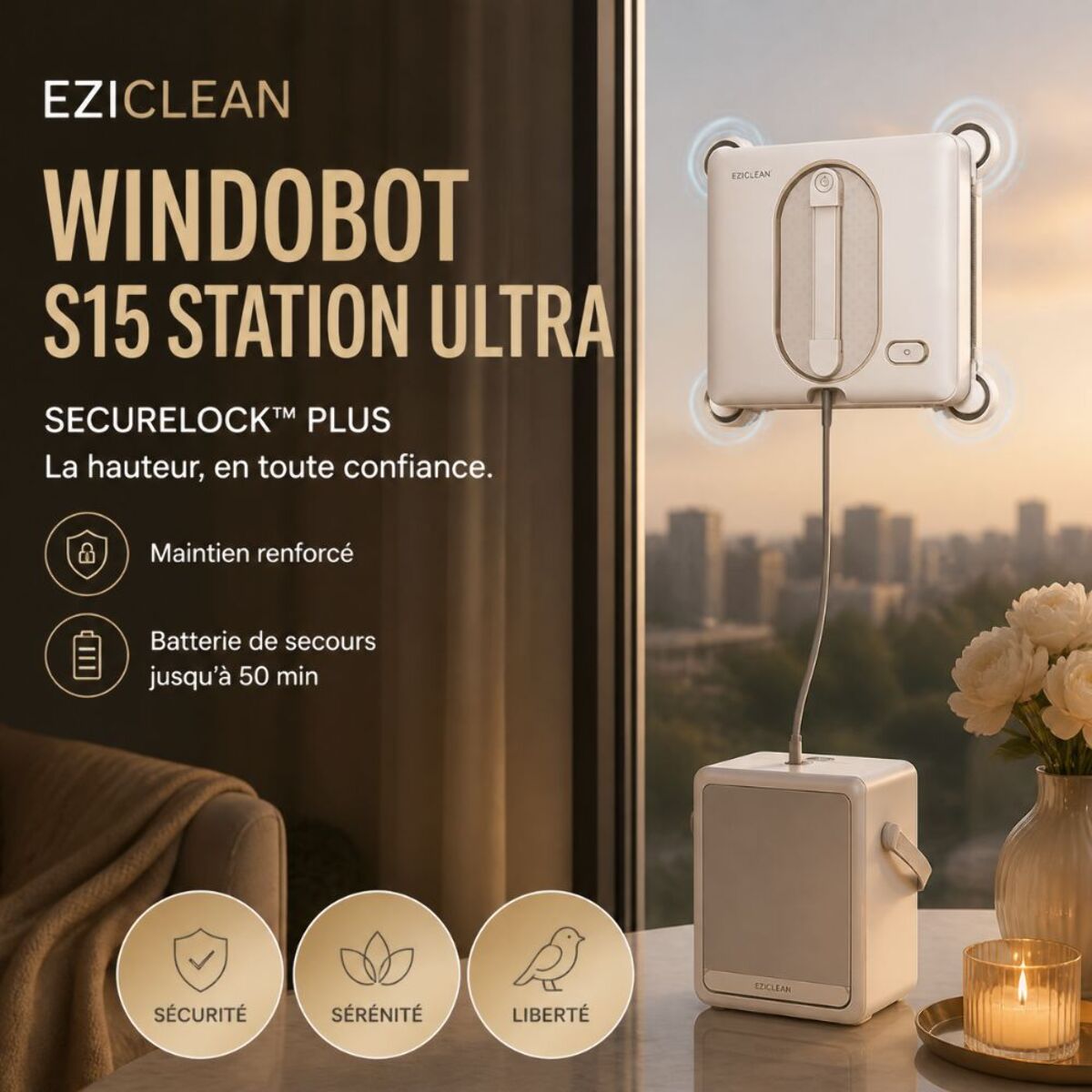Robot Lave-vitres avec Station eziclean®Windobot S15 Station ULTRA