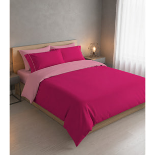 Parure Copripiumino Double-Color IPERSAN Puro Cotone Fuxia/Rosa