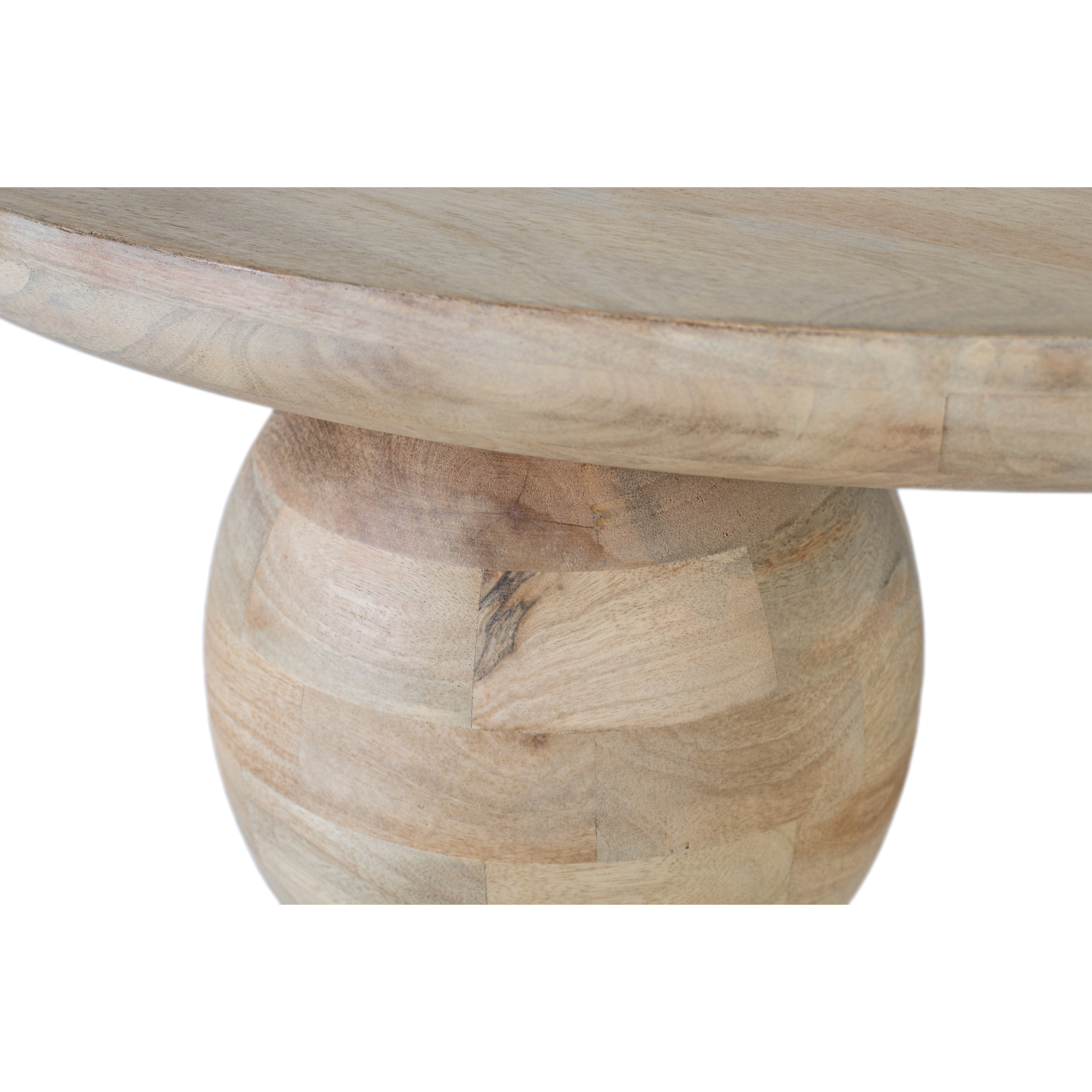 Table Basse Ronde en Bois de Manguier 90 cm Style Japandi Scandinave