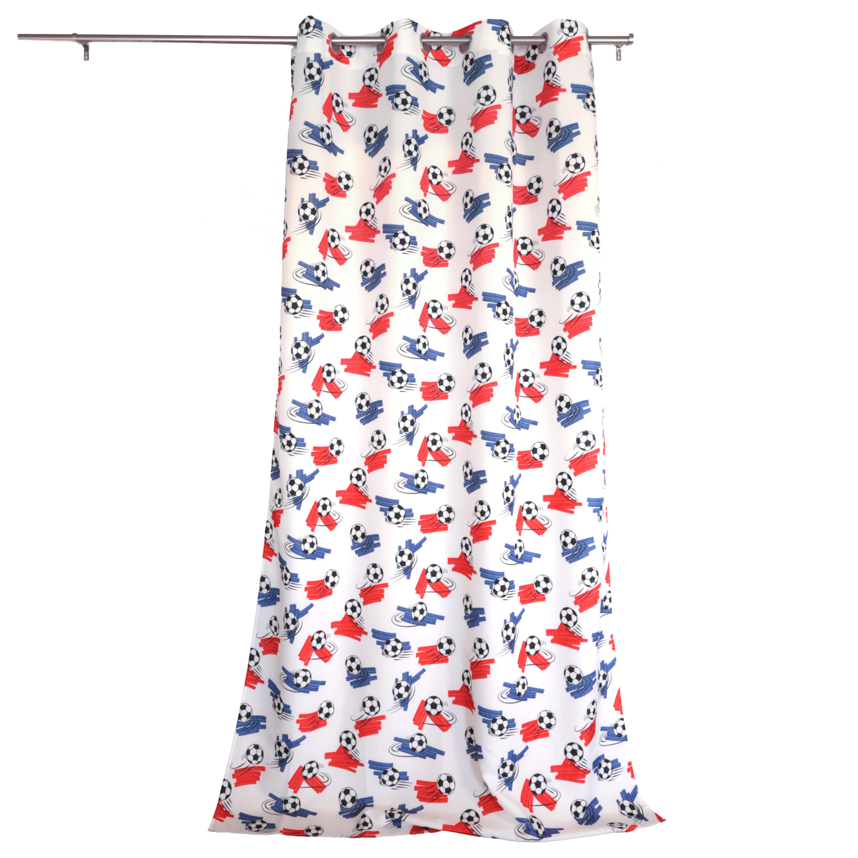 Rideau imprimé football tamisant - Blanc