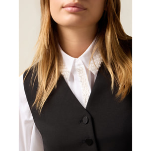 Oltre - Gilet in tessuto crêpe - Nero