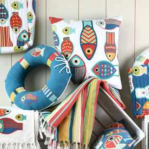 Coussin bouée polycoton - Bleu