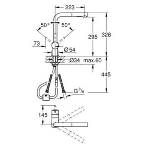 Evier Tudor + Robinet cuisine GROHE Minta