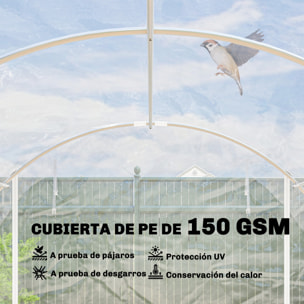 Invernadero de Exterior 6x3x2 m, Invernadero de Túnel con 2 Puertas Enrollables, Marco de Acero Galvanizado y Cubierta de PE 150g/m², Anti-UV, Impermeable, para Cultivos, Transparente