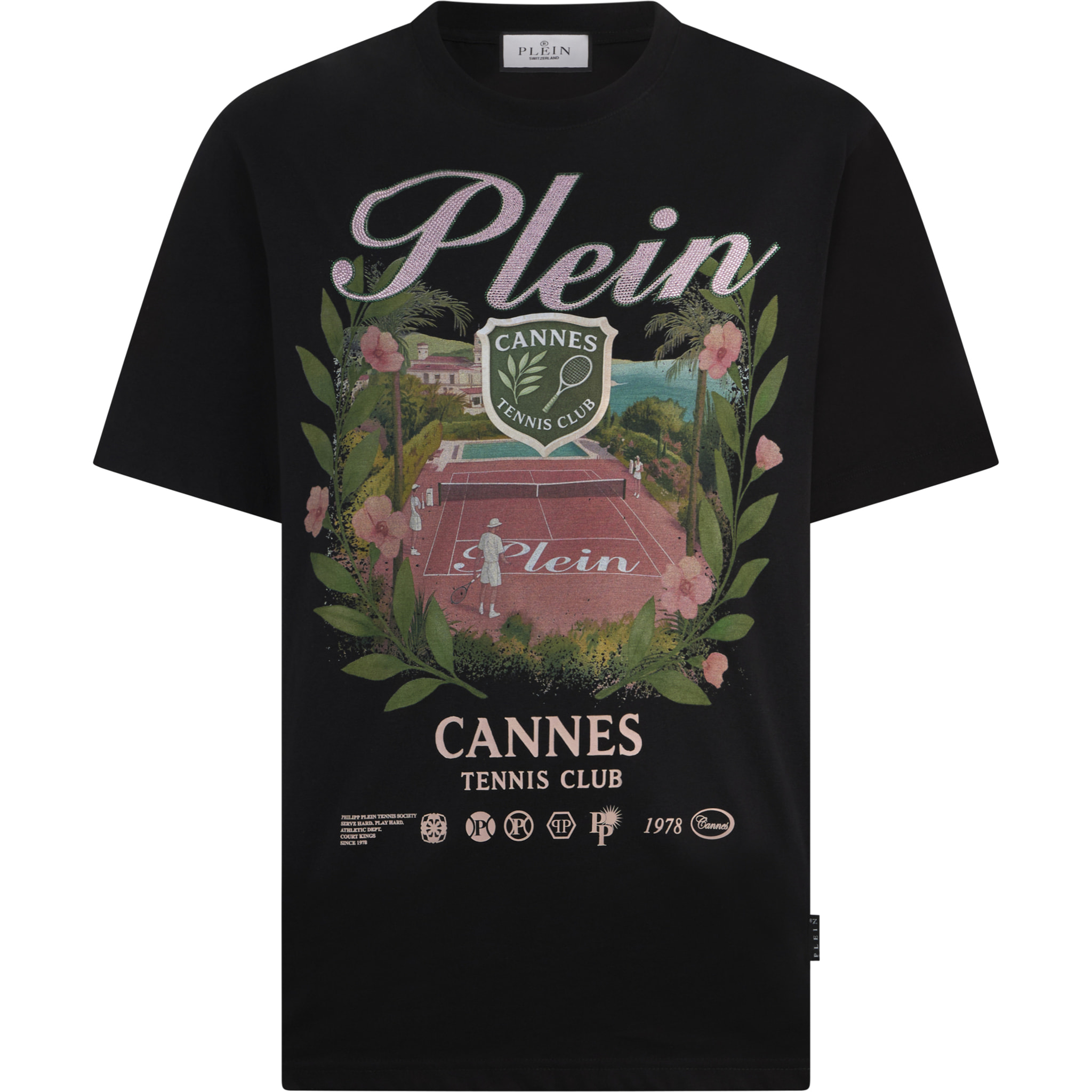 PHILIPP PLEIN Round Neck T-Shirt Cannes Tennis Club