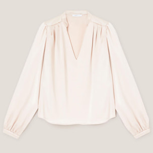 Motivi - Blusa de raso con pliegues - Beige