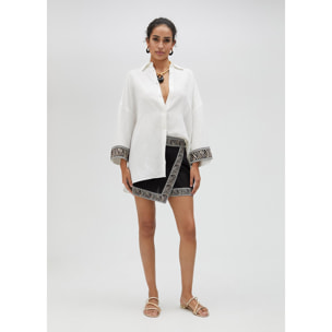 Camicia in lino con bordura