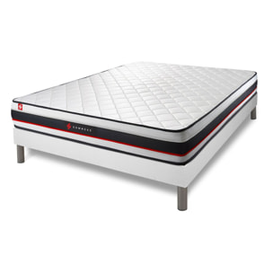 Ensemble Matelas Sommier 140x190 cm - Sommier Blanc (déjà monté) - Form