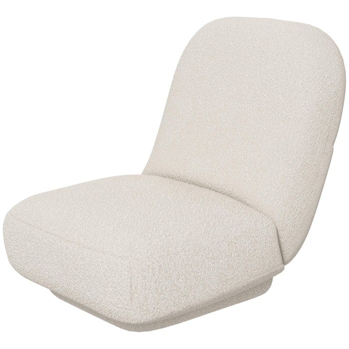 Fauteuil paresseux grand confort épaisse assise 25 cm doux revêtement tissu toucher laine d'agneau blanc cassé