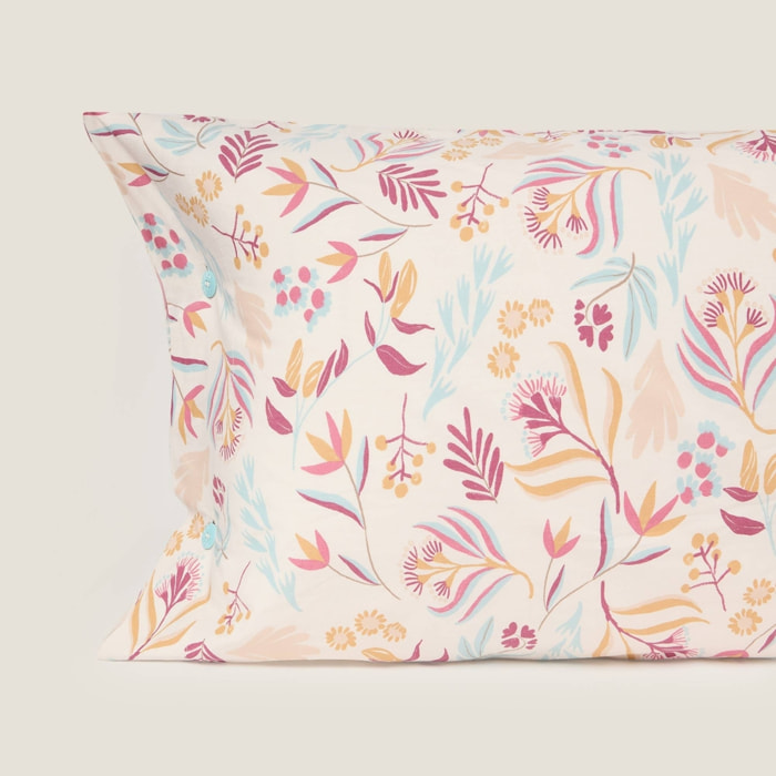 Funda almohada flores Praz color granate 100% Algodón