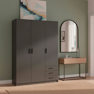 Armadio Con 3 Ante R 3 Cassetti Barra Appendiabiti E 4 Ripiani Di Cui 2 Regolabili Design Moderno Capiente 147 x 49.8 x 200.4 Cm Grigio Scuro