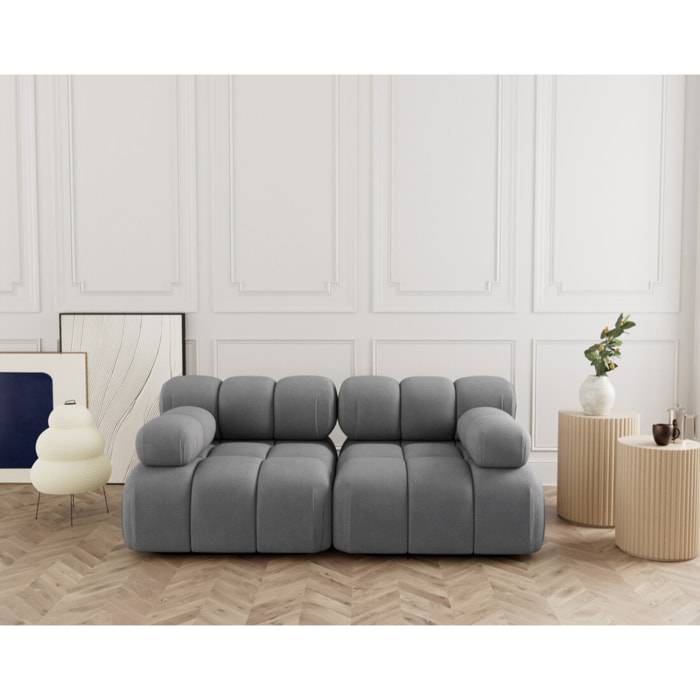Ruby - canapé droit modulable 2 places en velours texturé - Gris