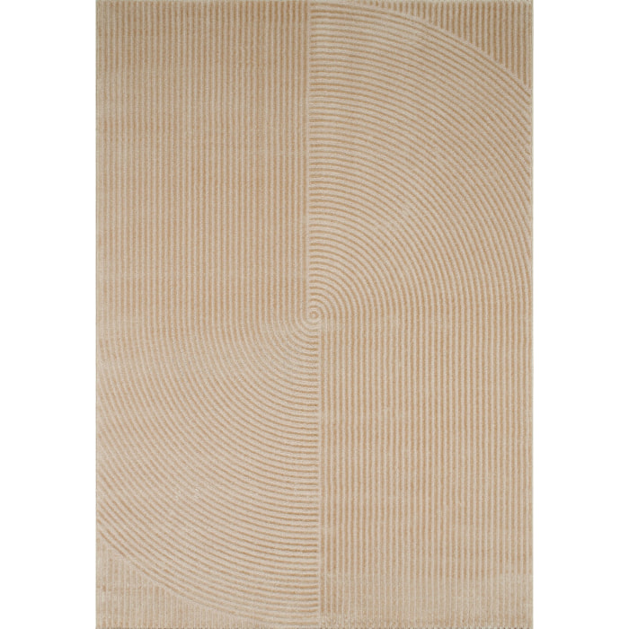 BIANCA - Tapis motif géométrique poils en relief beige