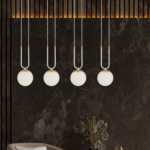 Lampada a sospensione GLAM in acciaio bianco opaco e oro