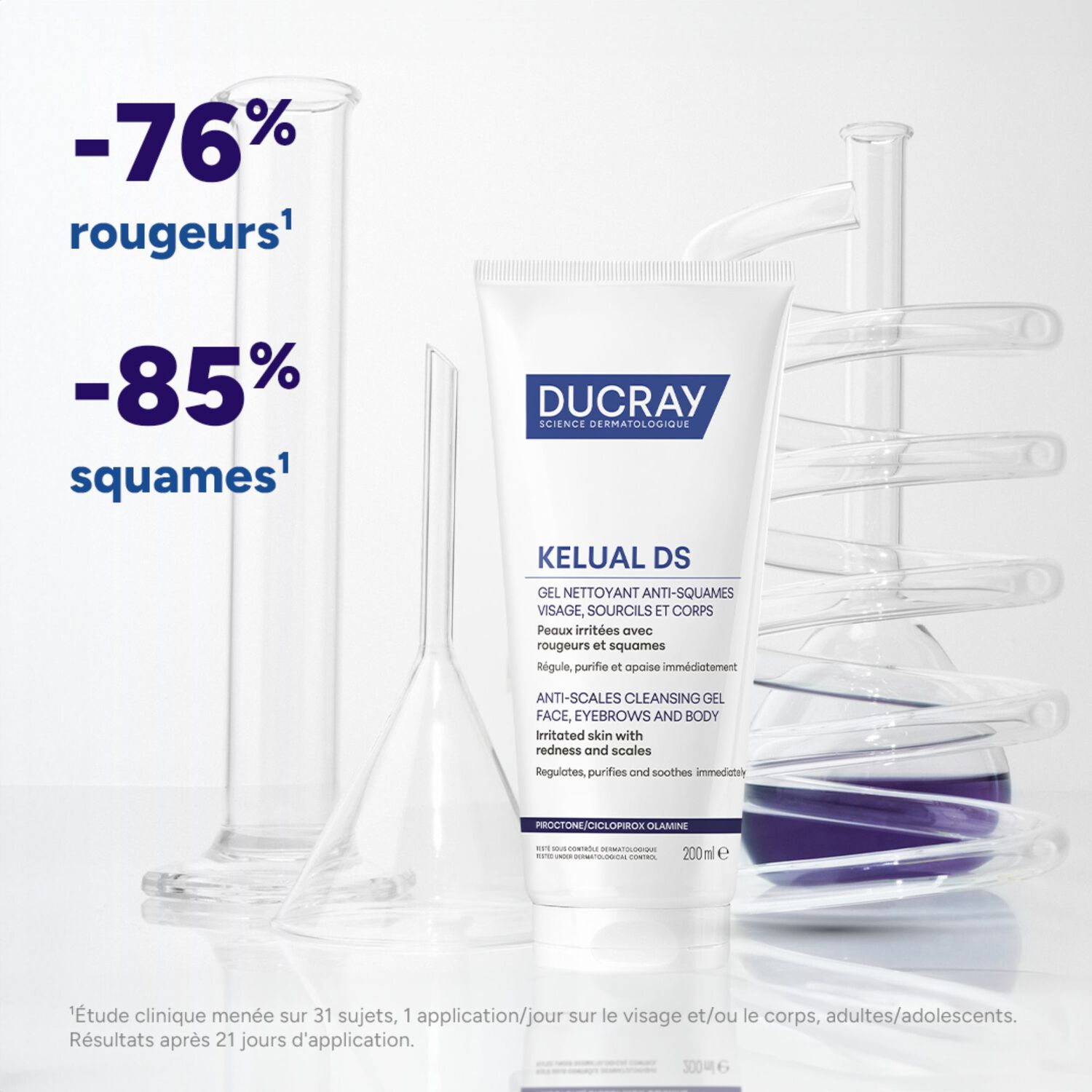 Kelual Ds - Gel Nettoyant Anti-Squames Visage Sourcil et Corps 200 ml