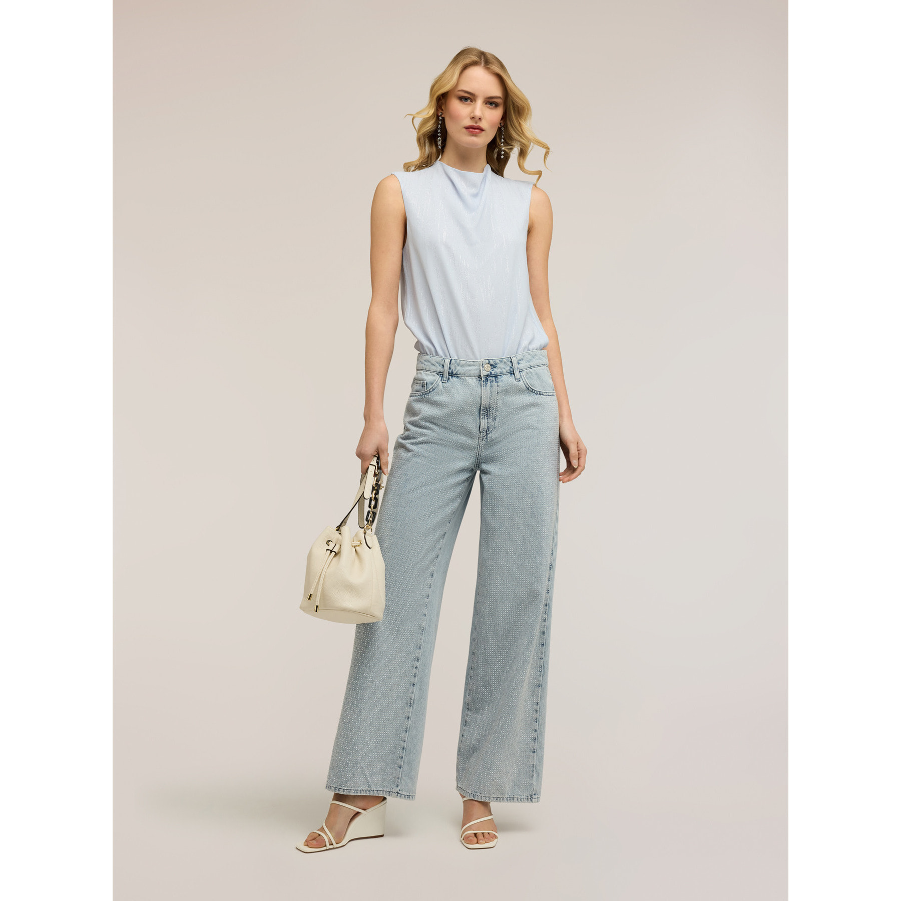 Motivi - Blusa body en georgette fil coupé - Light - blue