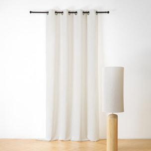 Rideau en lin et coton rayures tuftées - Blanc