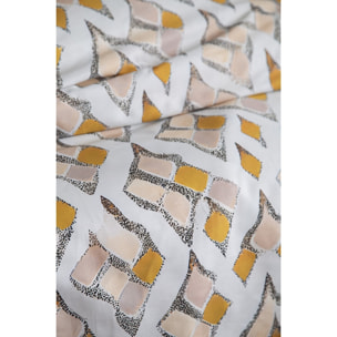 Parure housse de couette 240x220 cm et 2 taies d'oreiller 63x63cm satin de coton imprimé