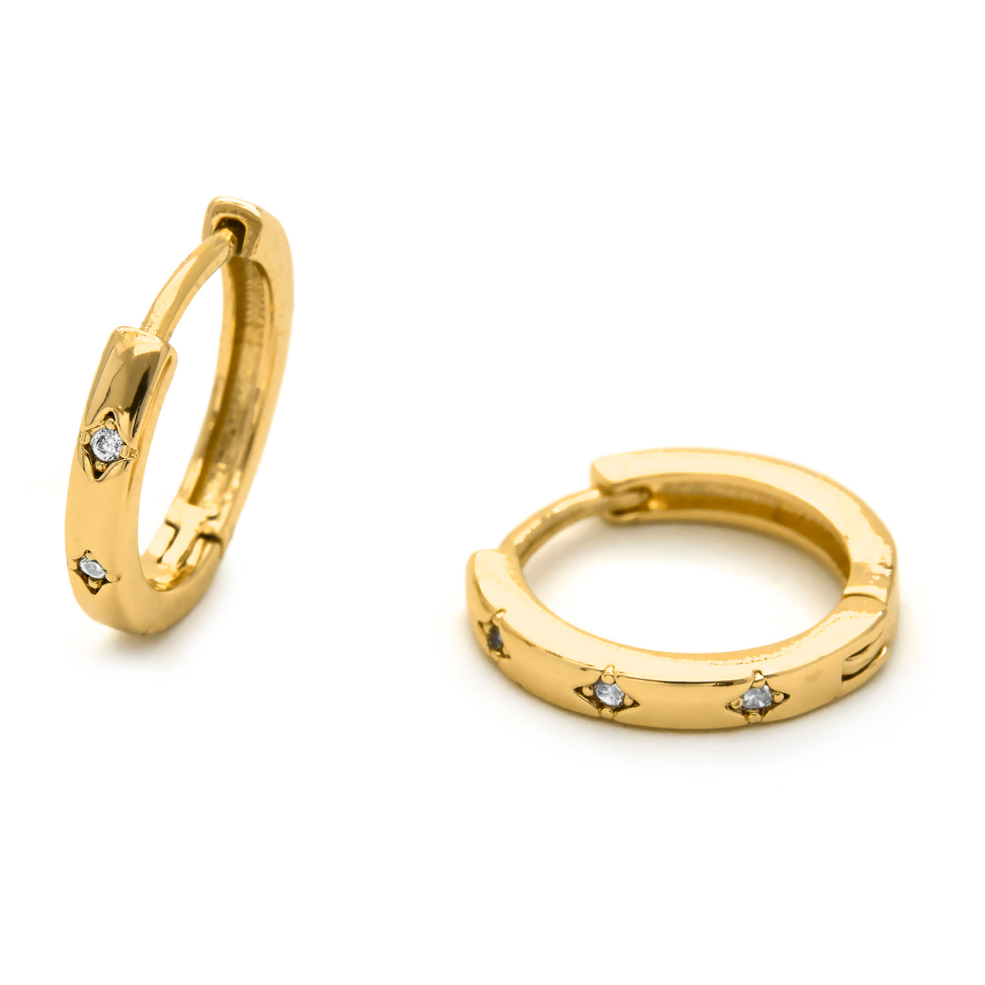 Pendientes con Circonita Brillante acabado oro 18K