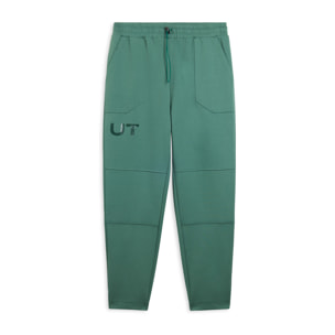 Pantaloni slim in interlock con stampa UT e cuciture