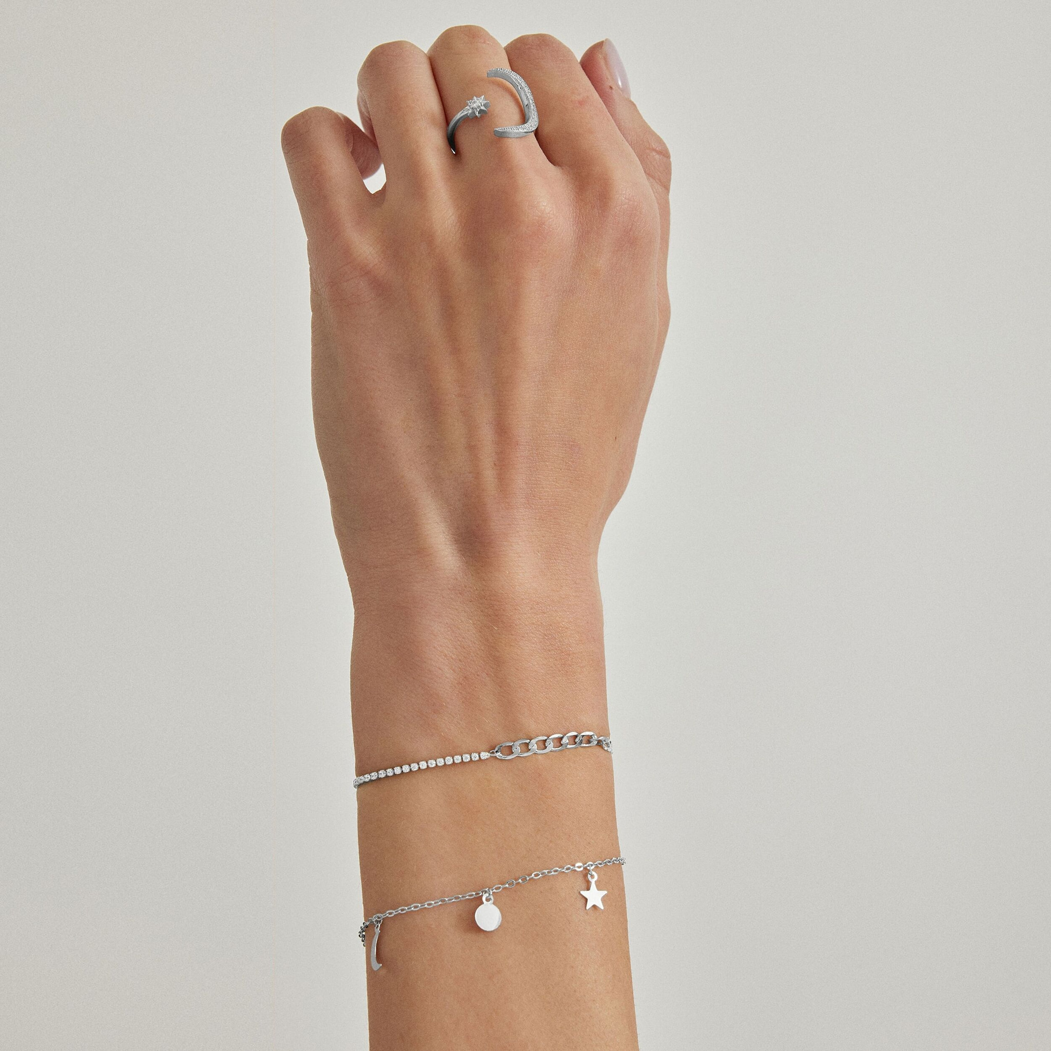 Pulsera de Circonita Brillante acabada en rodio