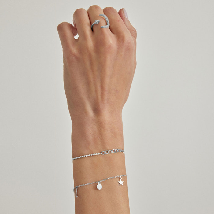 Pulsera de Circonita Brillante acabada en rodio