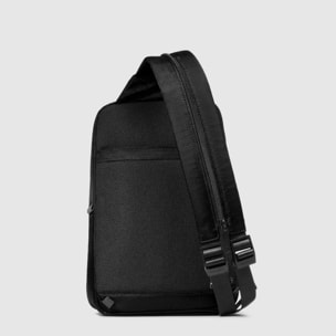 Piquadro Zaino monospalla porta iPad® in tessuto riciclato e pelle con protezione RFID