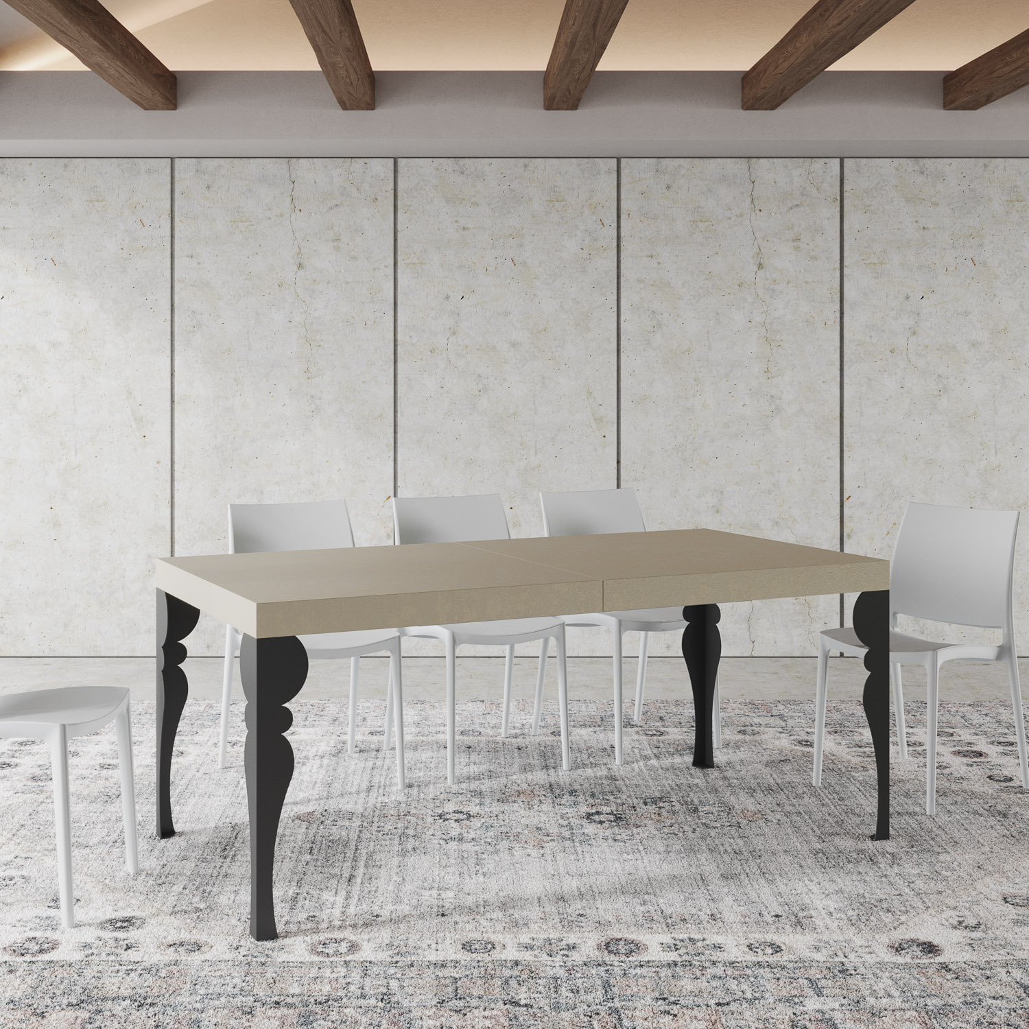 Mesa extensible 90x180/440 cm Paxon cachemira patas antracita