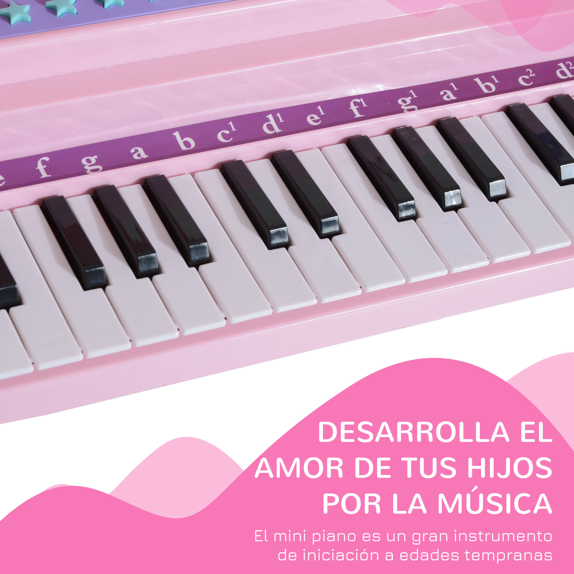 Piano Infantil 37 Teclas Teclado Electrónico Piano con Micrófono y Taburete Rosa
