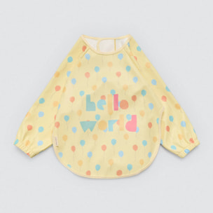 Bavaglino a maniche lunghe con stampa Hello World