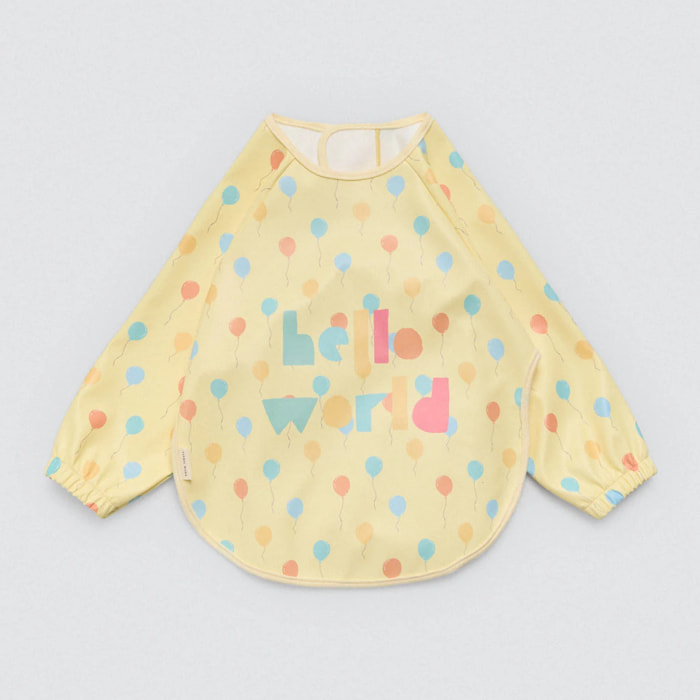 Bavaglino a maniche lunghe con stampa Hello World