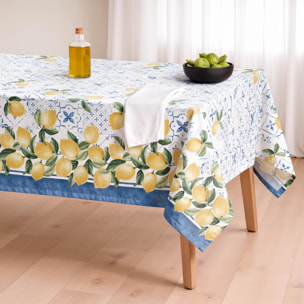 Mantel estampado antimanchas DORIS AZUL