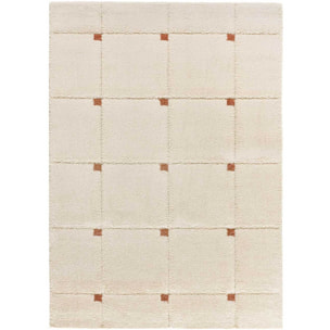 BRENDA Alfombra shaggy geométrica con relieve blanco y motivos caldera, varias medidas disponibles