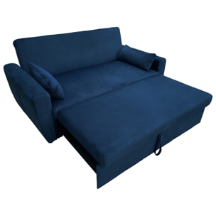 Canapé convertible en velours bleu 2 places MATT