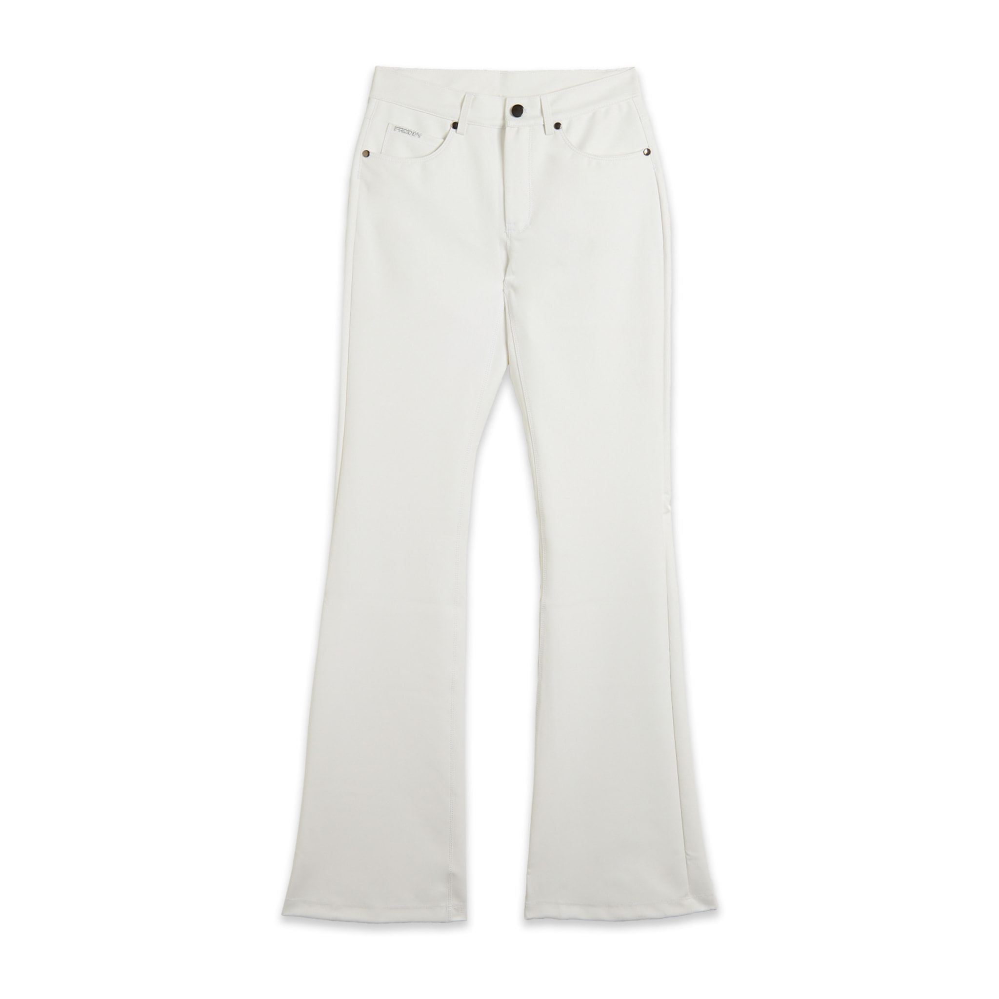 Pantaloni flare in similpelle con vita regular