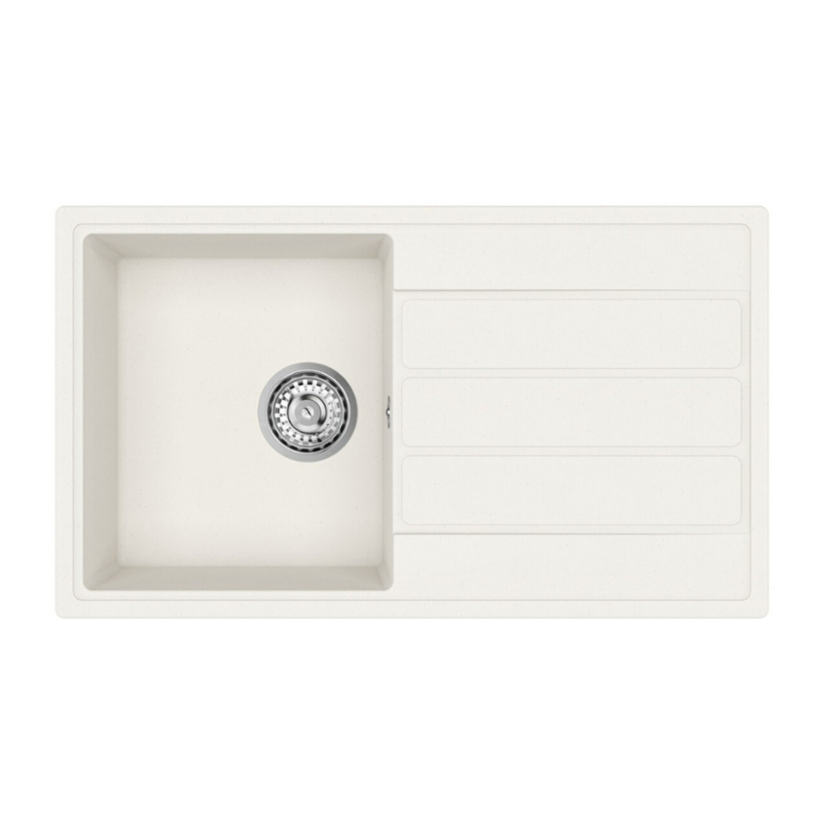 76x44 cm évier avec égouttoir réversible en Granite, à encastrer, blanc (SATSINKGE3W)