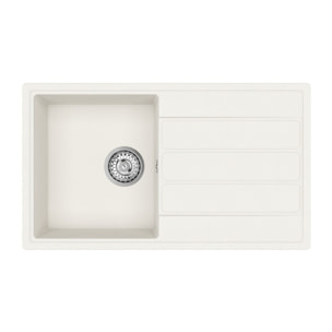 76x44 cm évier avec égouttoir réversible en Granite, à encastrer, blanc (SATSINKGE3W)