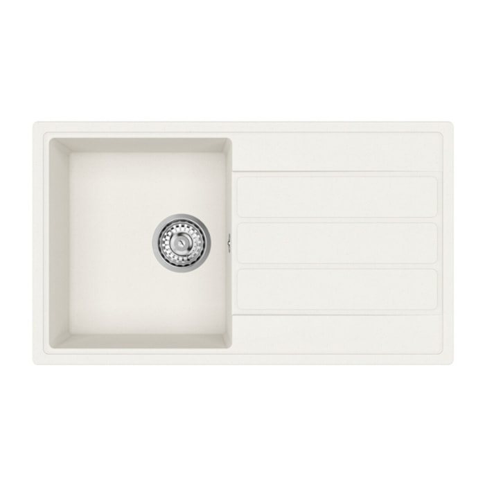 76x44 cm évier avec égouttoir réversible en Granite, à encastrer, blanc (SATSINKGE3W)