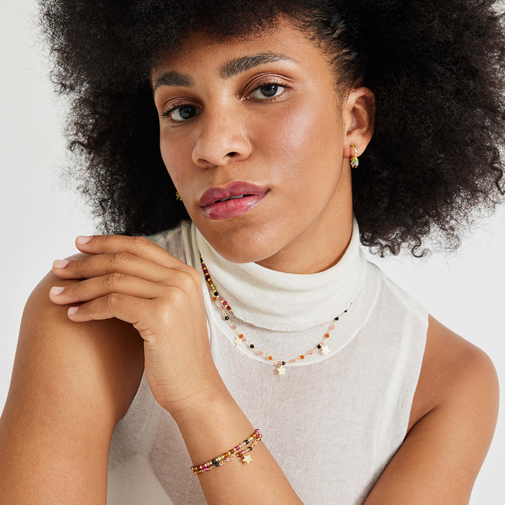 Pulsera de Cristal Multicolor acabada en oro amarillo de 18K