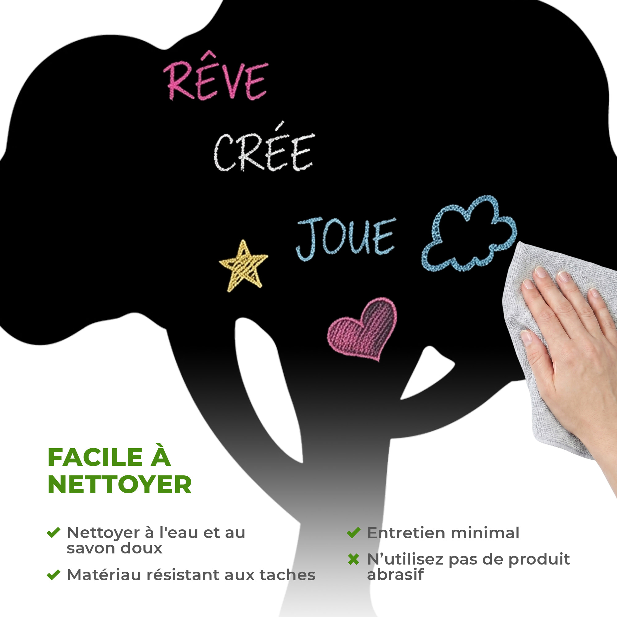 Sticker ardoise tableau noir - stickers muraux adhésif effaçable - GRAND ARBRE