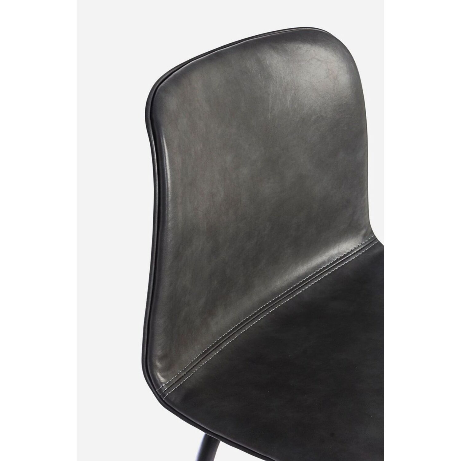 Set di sgabelli KYRA in similpelle antracite e gambe in acciaio nero
