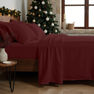Parure de lit 100% coton Bordeaux Uni
